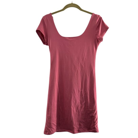 Rue21 Pink Scoop Neck Short Sleeve Mini Dress M Summer Blush Stretch Boho Y2K - Picture 6 of 6